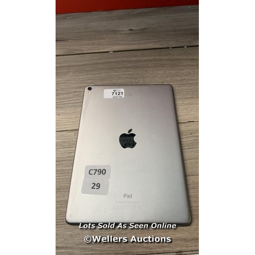 7121 - APPLE IPAD PRO 9.7 (2016) / A1673 / 128GB / SERIAL: DMPTL3ZZH1MJ - CHASSIS DAMAGED / I-CLOUD (ACTIVA... 