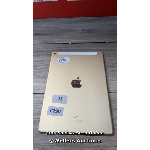 7125 - APPLE IPAD AIR 2 / A1567 / 64GB / SERIAL: DMQNN84NG5YN / I-CLOUD (ACTIVATION) LOCKED / RESTORED TO F... 