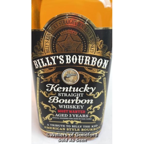 100 - Billy's Bourbon Kentucky Straight Bourbon Whisky, Aged 3 Years, 70cl, 40% vol / Please see images fo... 