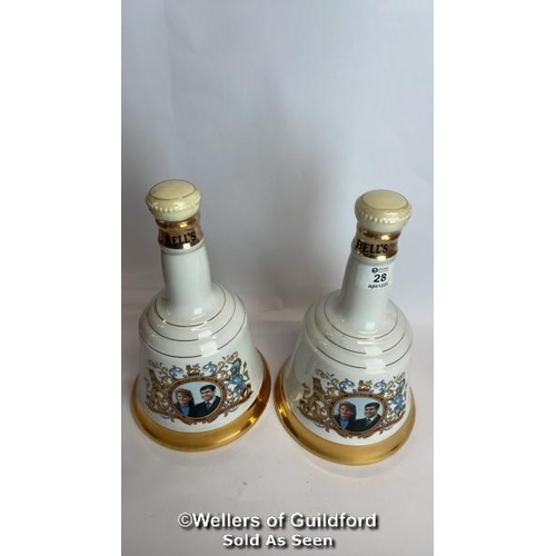 28 - Two Bell's Scotch Whisky Decanters Commemerating The Marriage of Prince Andrew and Sarah Ferguson 23... 