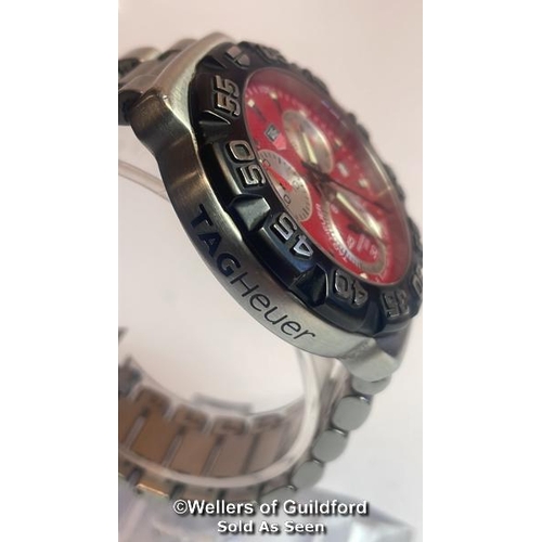 317 - Tag Heuer formula 1 stainless steel wristwatch no. CAH1112 NA5912, 3.3cm red dial with box