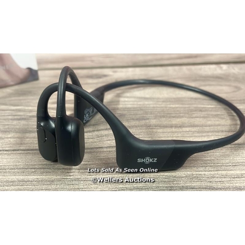 8003 - SHOKZ OPEN RUN BONE CONDUCTION HEADPHONES / POWER UP, CONNECT TO BT, PLAY MUSIC, SIGNS OF USE