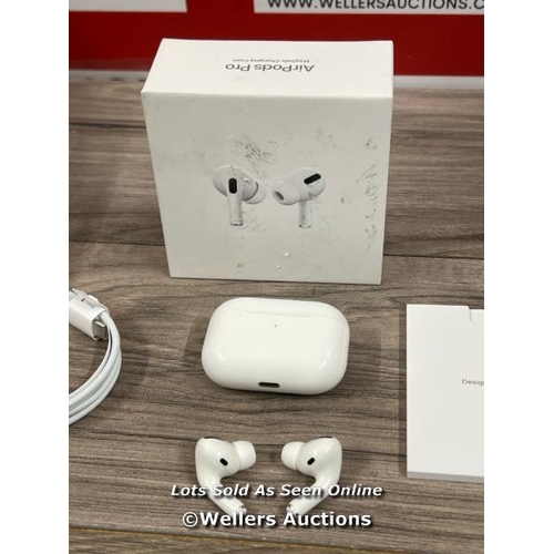 8020 - APPLE AIRPODS PRO WITH MAGSAFE CHARGING CASE / POWERS UP / CONNECTS TO BT / PLAYS MUSIC / ONLY AUDIB... 