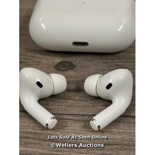 8021 - APPLE AIRPODS PRO WITH MAGSAFE CHARGING CASE / POWERS UP / CONNECTS TO BT / PLAYS MUSIC / SIGNS OF U... 