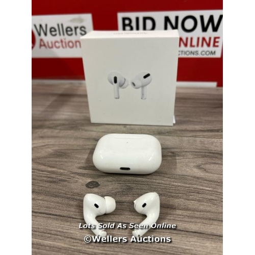 8023 - APPLE AIRPODS PRO / WITH CHARGING POD / MWP22ZM/A  / POWERS UP / CONNECTS TO BT / PLAYS MUSIC / NEED... 