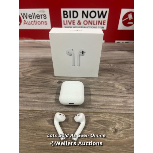 8038 - APPLE AIRPODS / 2ND GEN / WITH CHARGING CASE / MV7N2ZMA / POWER UP / CONNECT TO BT / ONLY PLAY MUSIC... 