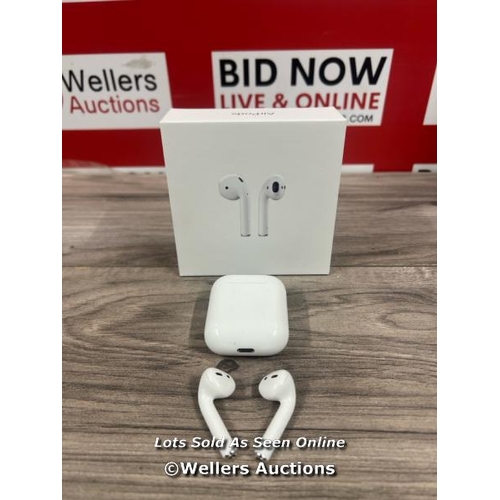 8040 - APPLE AIRPODS / 2ND GEN / WITH CHARGING CASE / MV7N2ZMA / POWER UP / CONNECT TO BT / PLAY MUSIC / SI... 