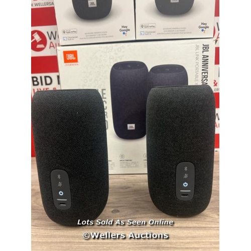 8072 - JBL LINK PORTABLE BLUETOOTH SPEAKER TWIN PACK / POWERS UP / MINIMAL SIGNS OF USE / NOT FULLY TESTED