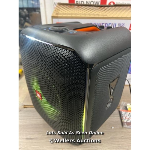 8093 - JBL PARTYBOX SPEAKER WITH MICROPHONE / APPEARS NEW, OPEN BOX / POWERS UP / CONNECTS TO BT / PLAYS MU... 