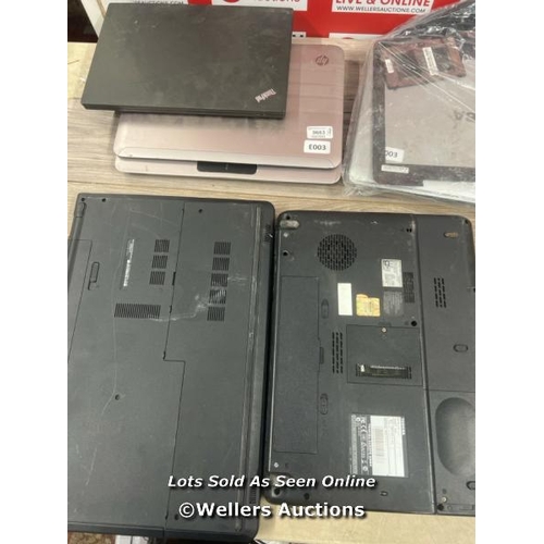 8119 - JOB LOT OF 5 LAPTOPS FOR SPARES & REPAIRS INCL. TOSHIBA, HP & DELL / SEE IMAGES FOR CONTENTS