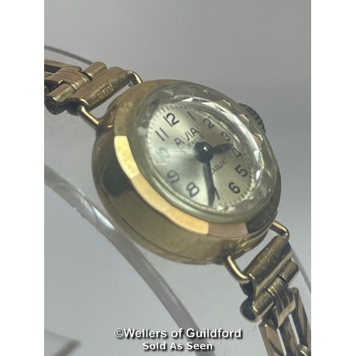 322 - 1960's gold cocktail watch by Avia, on flexible link bracelet hallmarked Birmingham 1967. weight 11.... 