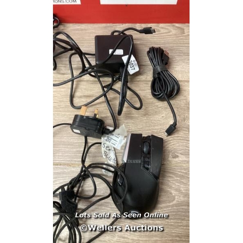 3037 - QTY. OF CABLES AND ELECTRICALS INCL. GAMING MOUSE UNTESTED / SEE IMAGES / H57