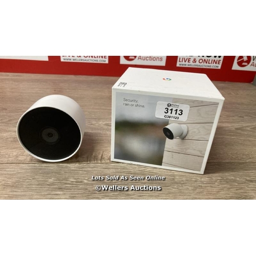 3113 - GOOGLE NEST CAM INDOOR & OUTDOOR GA01317 / SIGNS OF USE / MISSING MOUNTING BRACKET / H50