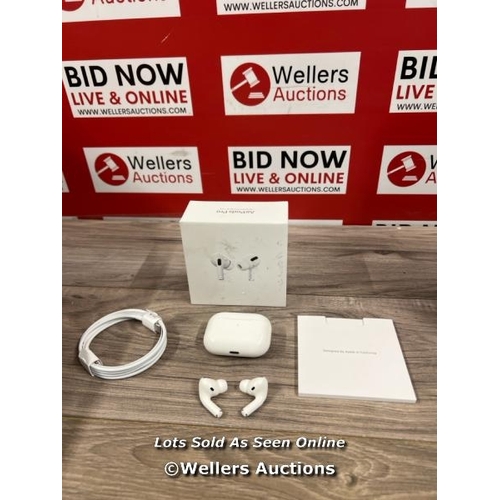 8003 - APPLE AIRPODS PRO WITH MAGSAFE CHARGING CASE / POWERS UP / CONNECTS TO BT / PLAYS MUSIC / ONLY AUDIB... 