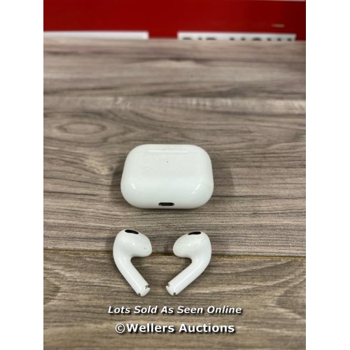 8007 - APPLE AIRPODS 3RD GEN WITH MAGSAFE CHARGING CASE (MME73ZM/A) / POWERS UP / CONNECTS TO BT / PLAYS MU... 