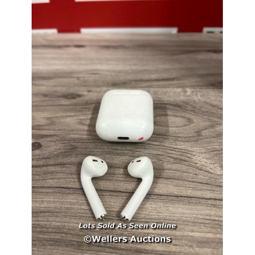 8008 - APPLE AIRPODS 2ND GEN MV7N2ZMA WITH CHARGING CASE / POWERS UP / CONNECTS TO BT / DON'T PLAY MUSIC / ... 