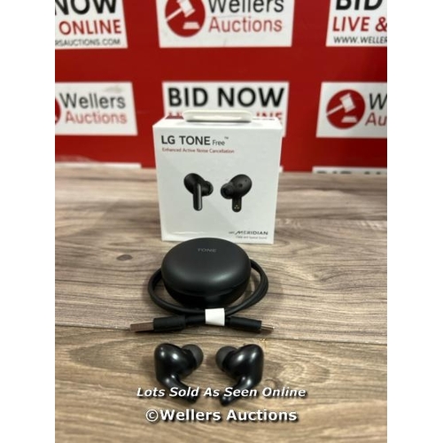 8011 - LG UFP5 WIRELESS EARBUDS / POWERS UP / CONNECTS TO BT / PLAYS MUSIC THROUGH RIGHT EAR ONLY / SIGNS O... 