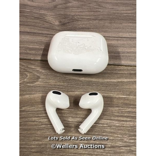 8014 - APPLE AIRPODS 3RD GEN WITH MAGSAFE CHARGING CASE (MME73ZM/A) / POWERS UP / CONNECTS TO BT / PLAYS MU... 