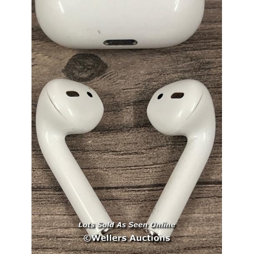 8017 - APPLE AIRPODS / 2ND GEN / WITH CHARGING CASE / MV7N2ZMA / POWER UP / CONNECT TO BT / PLAY MUSIC / SI... 