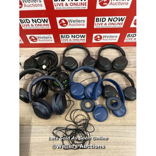 8040 - JOB LOT OF MAINLY SONY HEADPHONES / FOR SPARES & REPAIRS