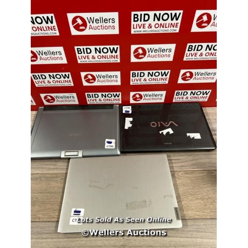 8044 - 3X LAPTOPS INCL. SONY, LENOVO & ASUS / UNTESTED, SIGNS OF USE