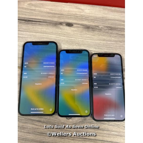 8047 - 3X APPLE IPHONES / ALL POWER UP, ICLOUD LOCKED