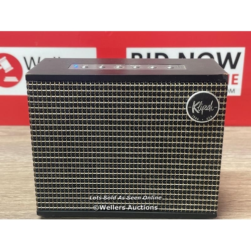 8065 - KLIPSCH HERITAGE GROOVE WIRELESS PORTABLE SPEAKER / POWERS UP AND CONNECTS TO BLUETOOTH, APPEARS FUN... 