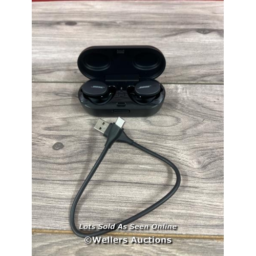 8078 - BOSE SPORT EARBUDS TRUE WIRELESS IN-EAR HEADPHONES / POWERS UP, CONNECTS TO BT, PLAYS MUSIC THROUGH ... 