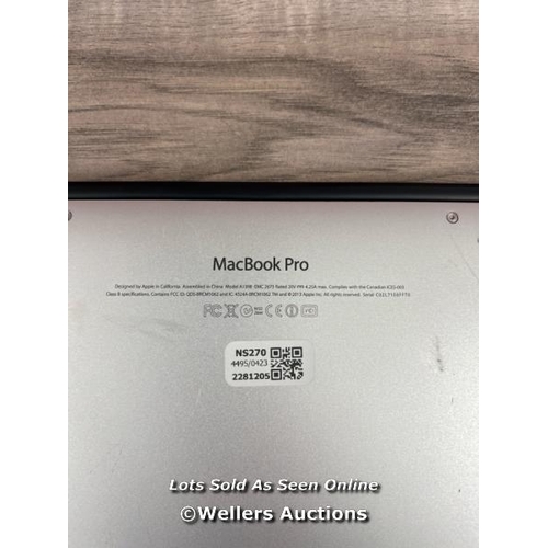 8198 - APPLE MACBOOK PRO / A1398 / ME664LL/A / INTEL CORE I7-3635QM / 8GB / 256GB / MAC OS / GEFORCE GT 650... 