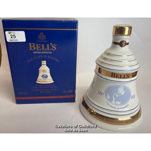 25 - Bell's 2001 Old Scotch Whisky Limited Edition Christmas Decanter, Aged 8 Years, Brand New and Boxed,... 