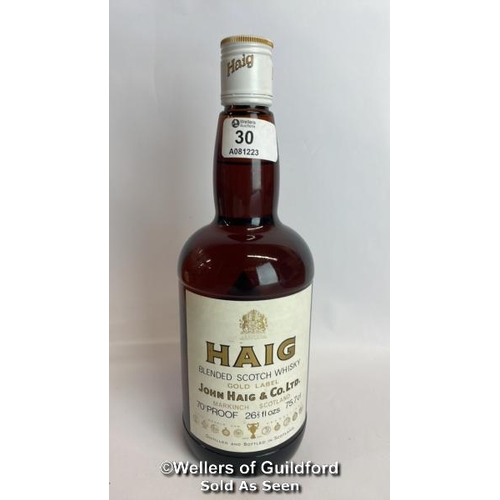 30 - Haig Blended Scotch Whisky Gold Label, 70 Proof, 75.7cl / Please see images for fill level and gener... 