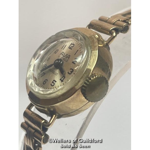 322 - 1960's gold cocktail watch by Avia, on flexible link bracelet hallmarked Birmingham 1967. weight 11.... 