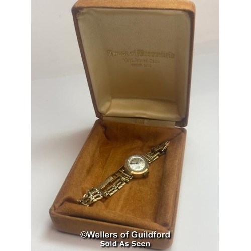 322 - 1960's gold cocktail watch by Avia, on flexible link bracelet hallmarked Birmingham 1967. weight 11.... 