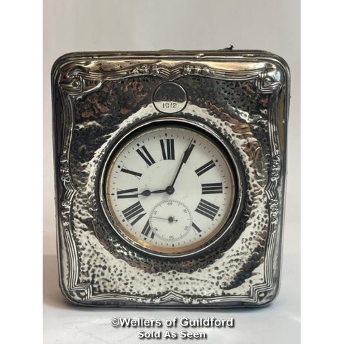 328 - Argentan Goliath pocket watch in hallmarked silver travel / display case. Top winding mechanism appe... 