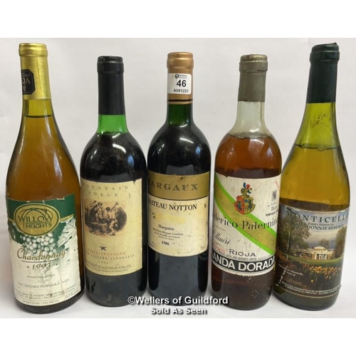 46 - Four bottles of vintage wines inc. 1986 Margaux Chateau Notton, 1993 Willow Heights Chardonnay, 1985... 