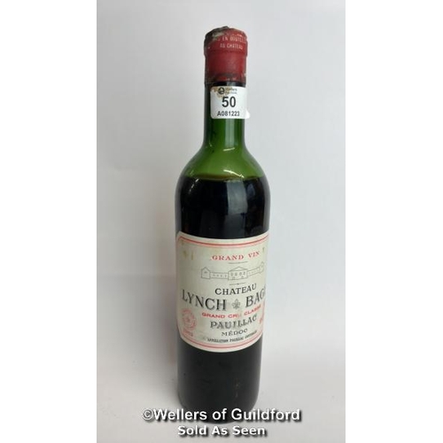 50 - 1962 Grand Vint Chateau Lynch Bages Grand Cru Classe Pauillac Medoc, 75cl / Please see images for fi... 