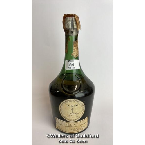 54 - D.O.M Benedictine Liquer / Please see images for fill level and general condition. Please be aware t... 