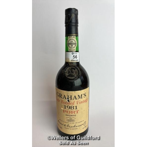 56 - Graham's Late bottled vintage 1981 port, 70cl, 20% vol / Please see images for fill level and genera... 