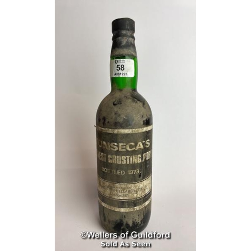 58 - 1973 Fonesca's Finest Crusting Port, 26 fl oz / Please see images for fill level and general conditi... 