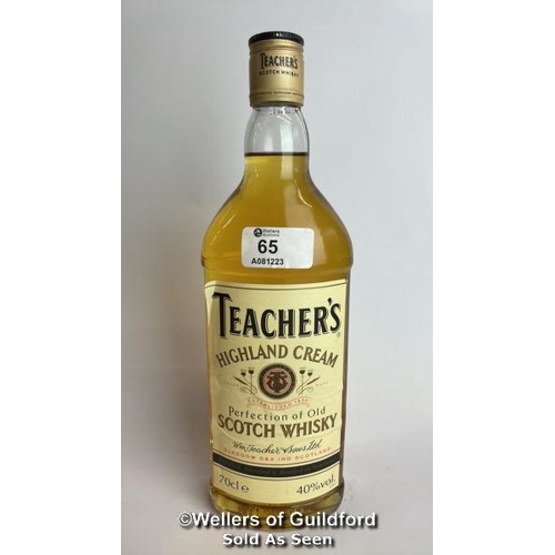 65 - Teachers Highland Cream Scotch Whisky, 70cl, 43% vol / Please see images for fill level and general ... 