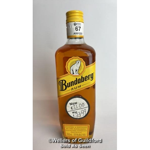 67 - Bundaberg Rum, 70cl, 37% vol / Please see images for fill level and general condition. Please be awa... 