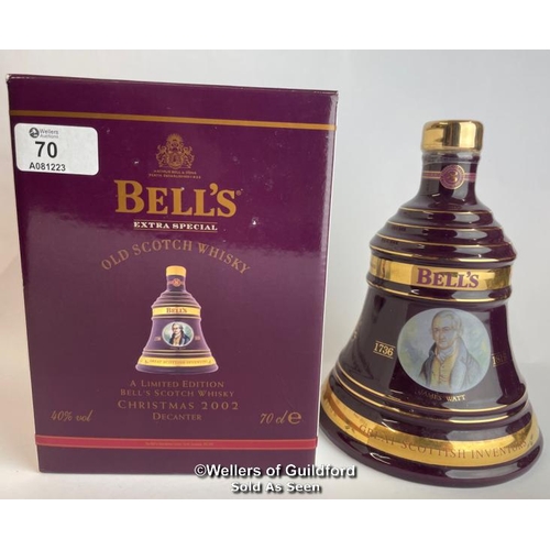 70 - Bell's 2002 Old Scotch Whisky Limited Edition Christmas Decanter, Aged 8 Years, 70cl, 40% vol, Brand... 