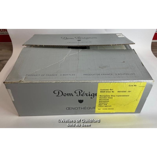 72 - Three bottles of 1996 Dom Perignon Oenotheque, In original box / Please see images for fill level an... 