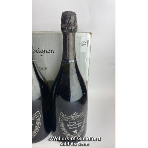 72 - Three bottles of 1996 Dom Perignon Oenotheque, In original box / Please see images for fill level an... 