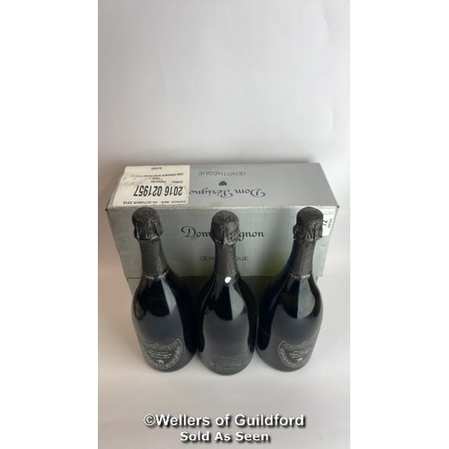 72 - Three bottles of 1996 Dom Perignon Oenotheque, In original box / Please see images for fill level an... 