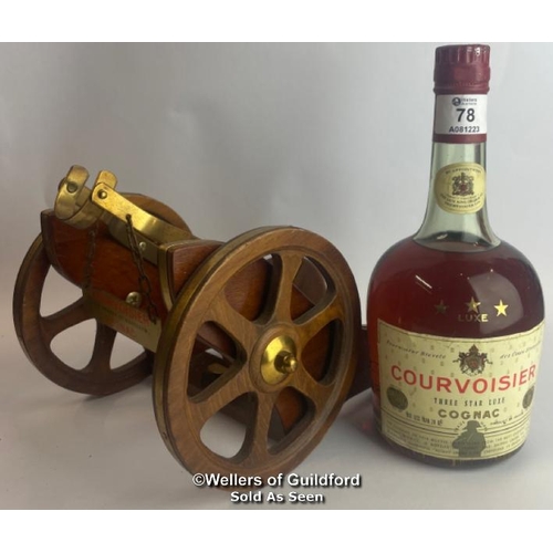 78 - Courvoisier 3 Star Luxe Cognac, 24oz, Includes cannon style Couroisier branded pourer / Please see i... 