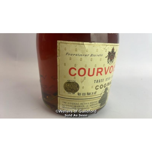 78 - Courvoisier 3 Star Luxe Cognac, 24oz, Includes cannon style Couroisier branded pourer / Please see i... 