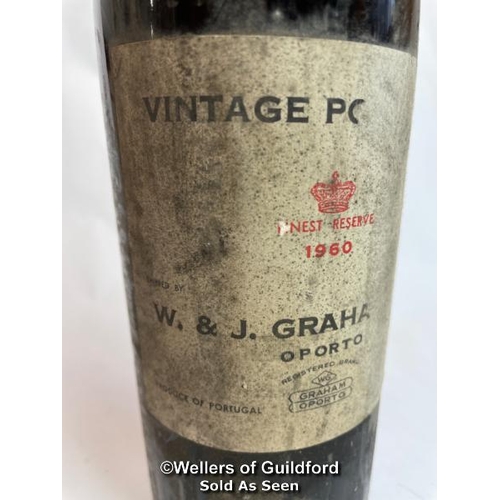 97 - 1960 W & J Grahams finest Reserve Vintage Port, No vol indicated / Please see images for fill level ... 