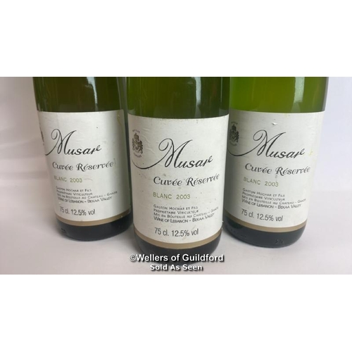 17 - Three bottles of 2003 Musar Cuvee Reserve Blanc, Wine of Lebanon (Bekaa Valley), 75cl, 12.5% vol / P... 