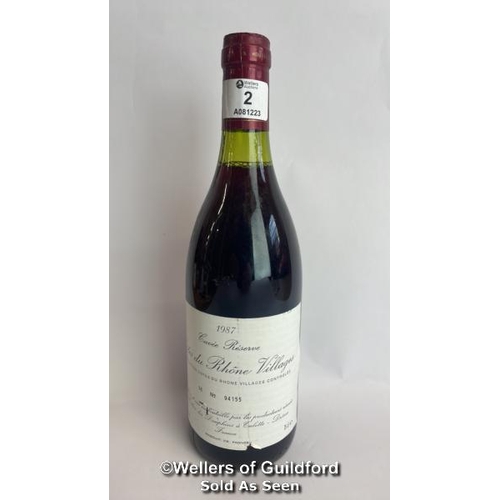 2 - 1987 Cuvee Reserve Cotes Du Rhone Villages,  M No 94115, 75cl, 13% vol / Please see images for fill ... 